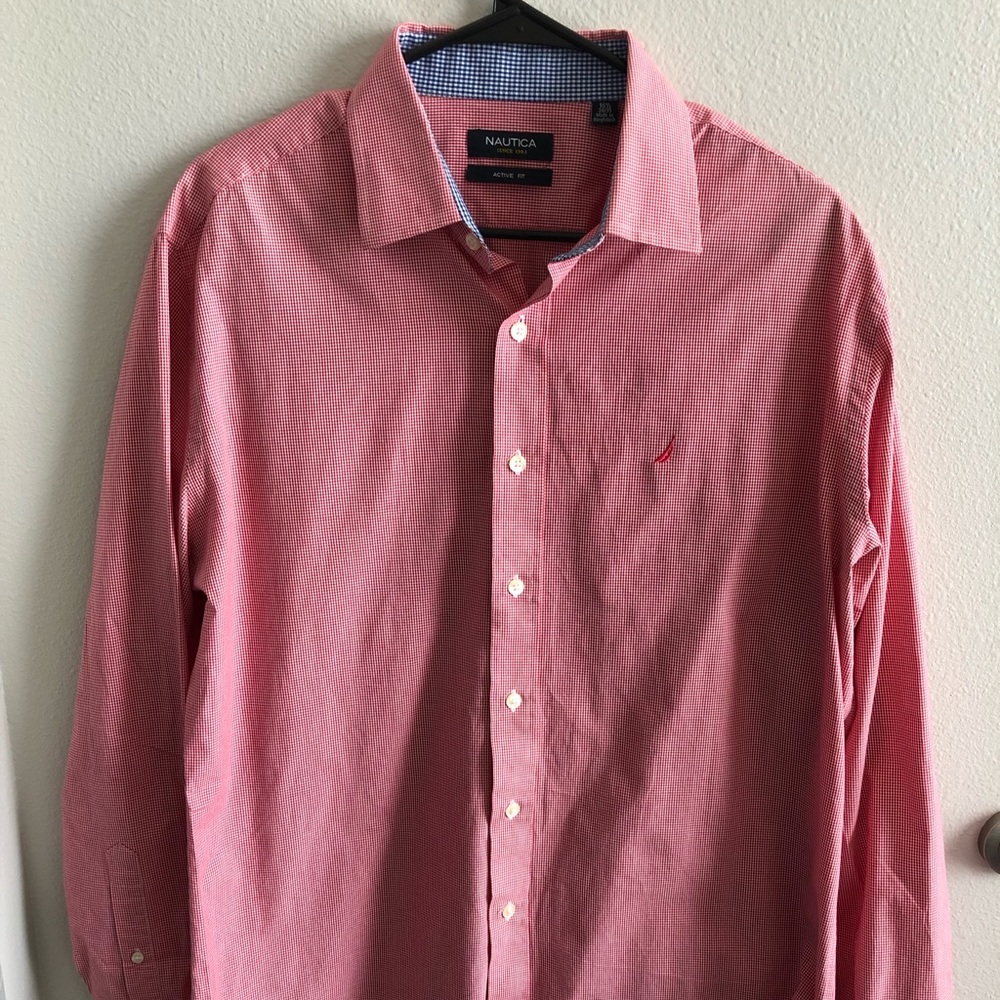 Nautica Red & White Dress Shirt